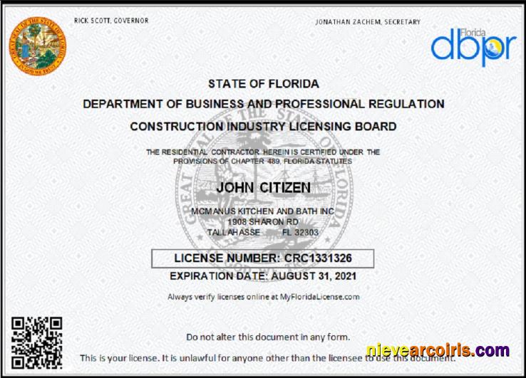 USA Florida Contractor Business license